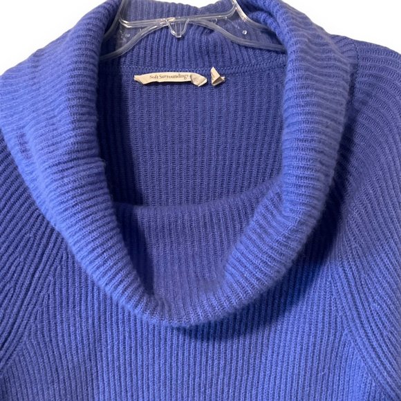 Soft Surroundings Cowl Turtleneck Knit Sweater Medium 100% Cashmere Blue - Picture 2 of 9